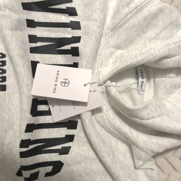 NWT ANINE BING Sport Harvey Hoodie Heather Grey Size Medium Large - Picture 3 of 4